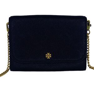 Tory Burch Emerson Chain Wallet Crossbody Purse Navy Blue NEW